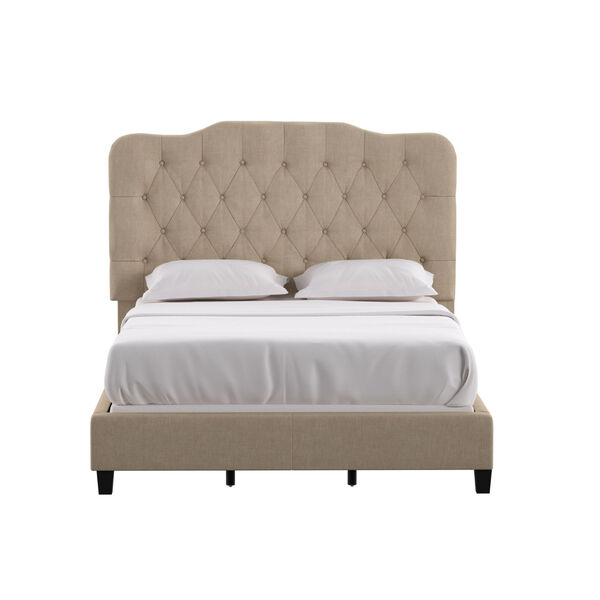 Molly Beige Adjustable Diamond Tufted Camel Back Queen Bed, image 2